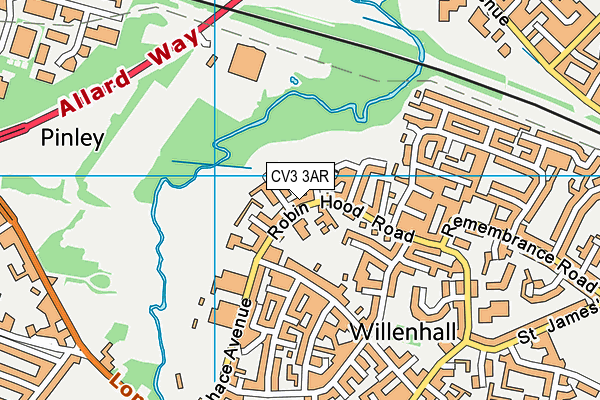 CV3 3AR map - OS VectorMap District (Ordnance Survey)