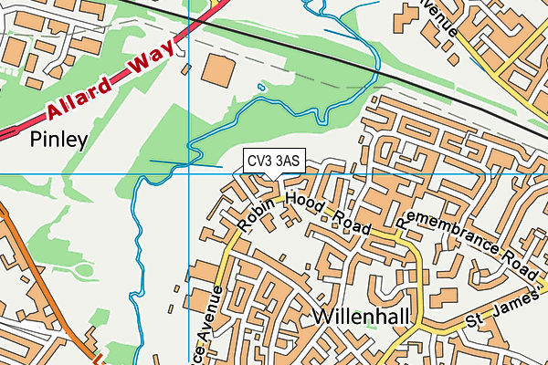 CV3 3AS map - OS VectorMap District (Ordnance Survey)