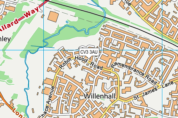 CV3 3AU map - OS VectorMap District (Ordnance Survey)