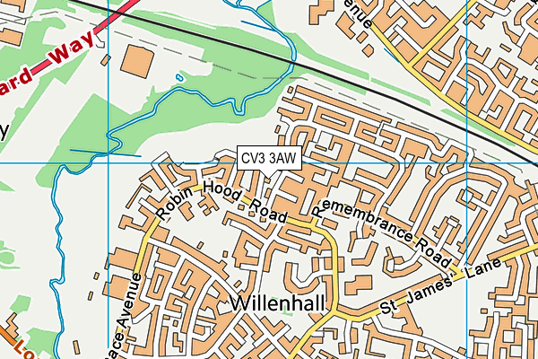 CV3 3AW map - OS VectorMap District (Ordnance Survey)