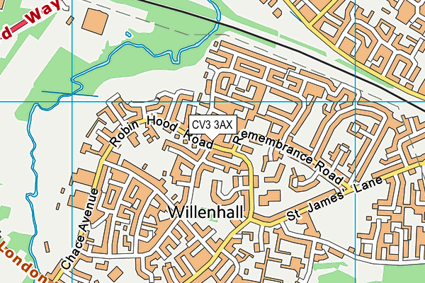 CV3 3AX map - OS VectorMap District (Ordnance Survey)