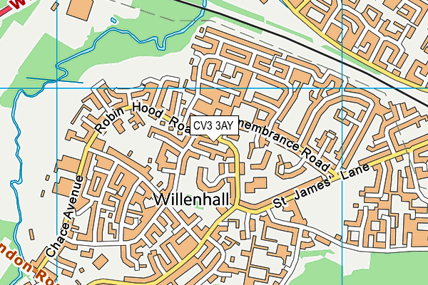 CV3 3AY map - OS VectorMap District (Ordnance Survey)