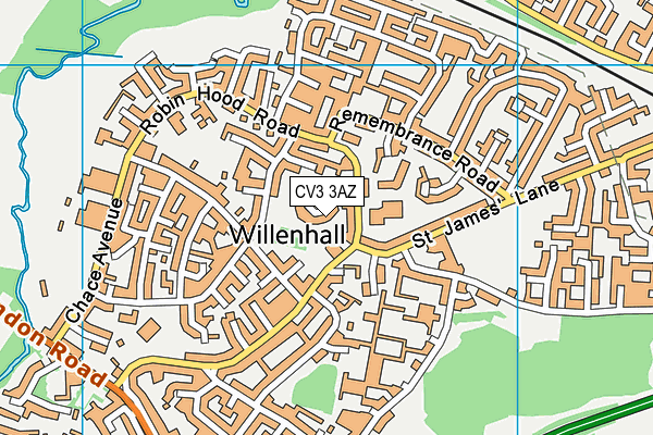 CV3 3AZ map - OS VectorMap District (Ordnance Survey)