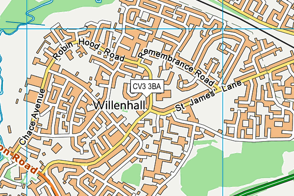 CV3 3BA map - OS VectorMap District (Ordnance Survey)