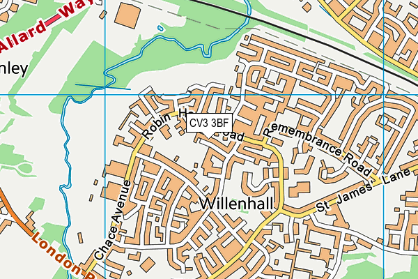 CV3 3BF map - OS VectorMap District (Ordnance Survey)
