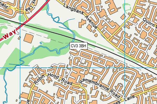 CV3 3BH map - OS VectorMap District (Ordnance Survey)