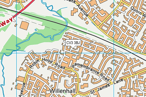 CV3 3BJ map - OS VectorMap District (Ordnance Survey)