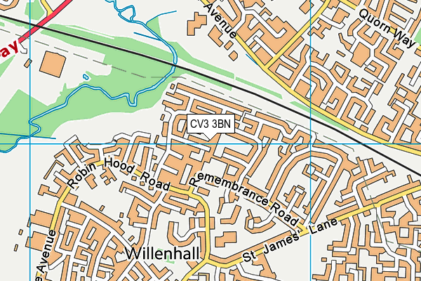 CV3 3BN map - OS VectorMap District (Ordnance Survey)