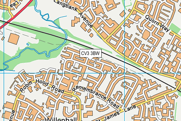 CV3 3BW map - OS VectorMap District (Ordnance Survey)