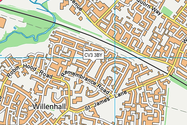 CV3 3BY map - OS VectorMap District (Ordnance Survey)