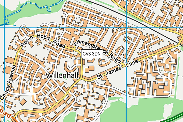 CV3 3DN map - OS VectorMap District (Ordnance Survey)