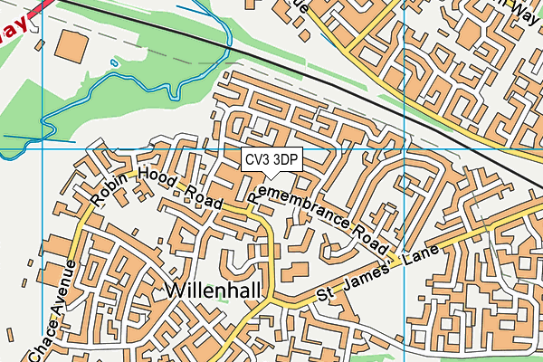 CV3 3DP map - OS VectorMap District (Ordnance Survey)
