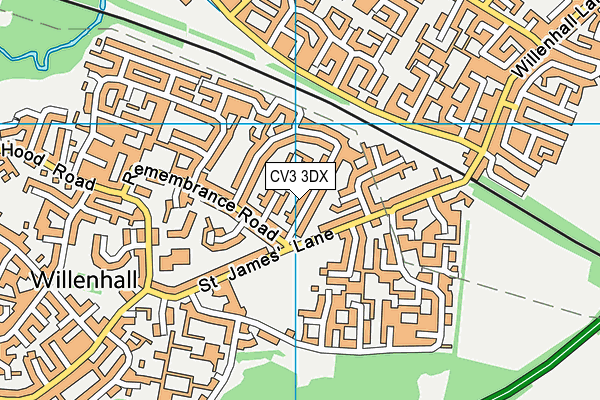 CV3 3DX map - OS VectorMap District (Ordnance Survey)