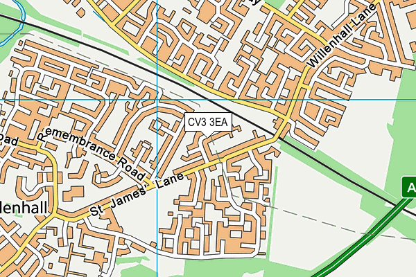 CV3 3EA map - OS VectorMap District (Ordnance Survey)