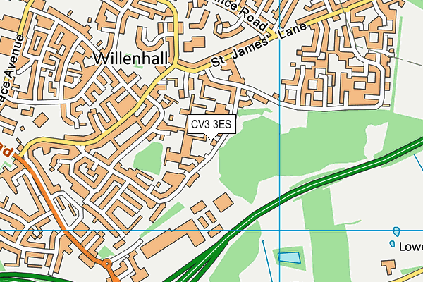 CV3 3ES map - OS VectorMap District (Ordnance Survey)
