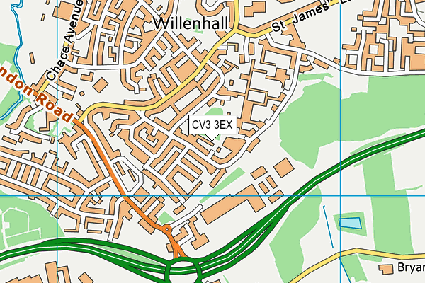 CV3 3EX map - OS VectorMap District (Ordnance Survey)
