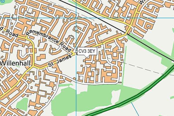 CV3 3EY map - OS VectorMap District (Ordnance Survey)