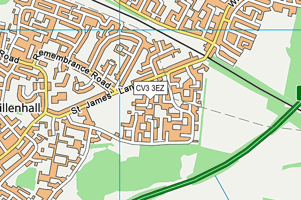 CV3 3EZ map - OS VectorMap District (Ordnance Survey)