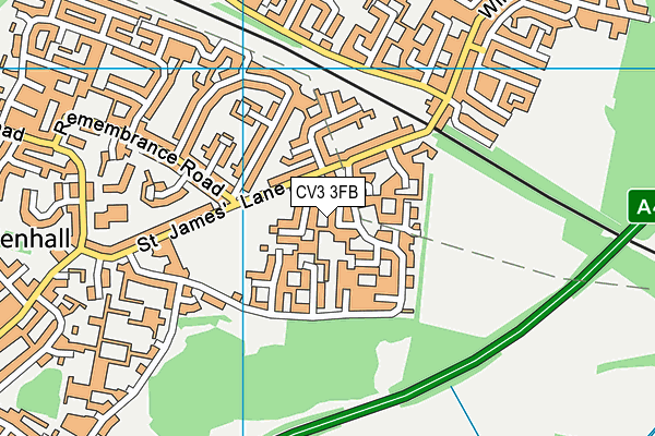 CV3 3FB map - OS VectorMap District (Ordnance Survey)