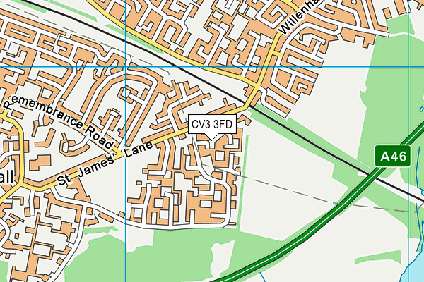 CV3 3FD map - OS VectorMap District (Ordnance Survey)
