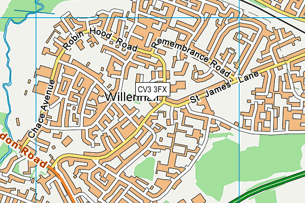 CV3 3FX map - OS VectorMap District (Ordnance Survey)