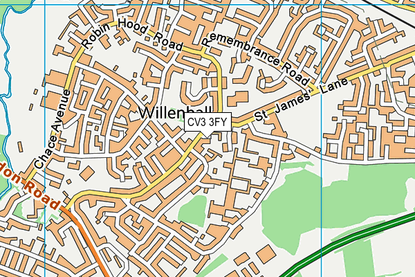 CV3 3FY map - OS VectorMap District (Ordnance Survey)