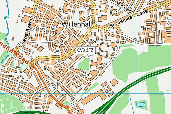 CV3 3FZ map - OS VectorMap District (Ordnance Survey)