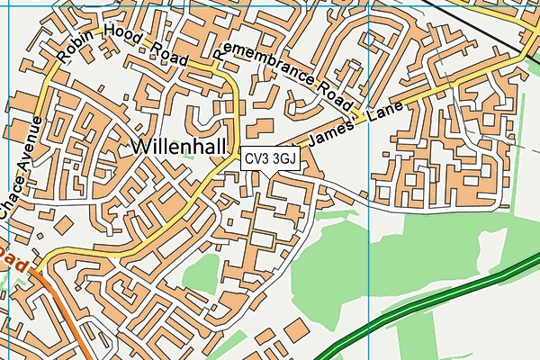 CV3 3GJ map - OS VectorMap District (Ordnance Survey)