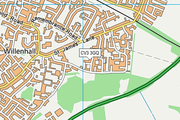 CV3 3GQ map - OS VectorMap District (Ordnance Survey)