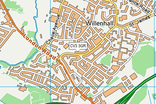 CV3 3GR map - OS VectorMap District (Ordnance Survey)
