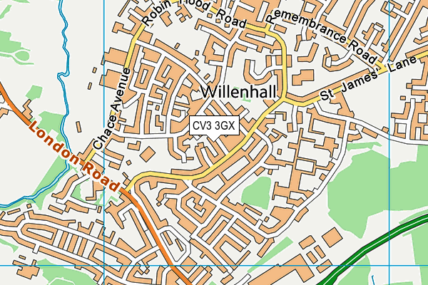 CV3 3GX map - OS VectorMap District (Ordnance Survey)