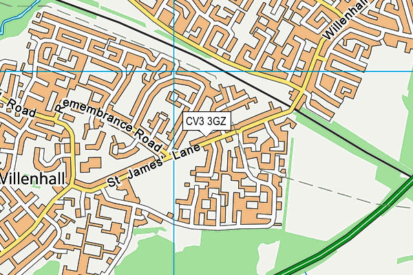 CV3 3GZ map - OS VectorMap District (Ordnance Survey)
