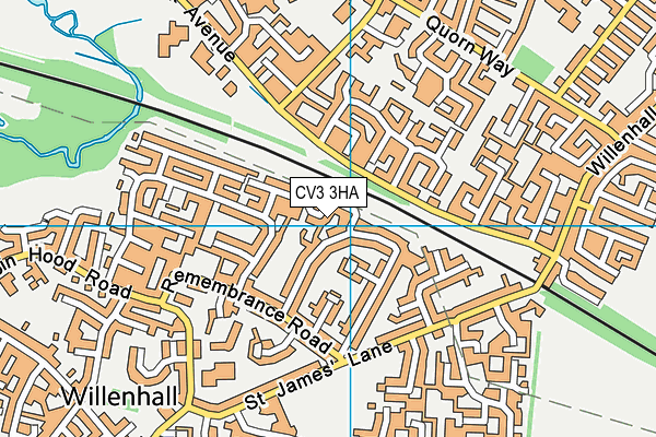 CV3 3HA map - OS VectorMap District (Ordnance Survey)