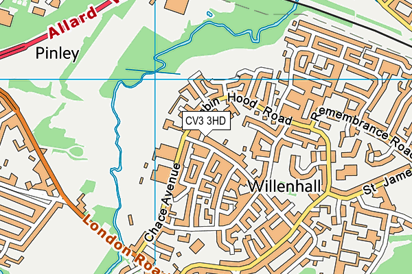 CV3 3HD map - OS VectorMap District (Ordnance Survey)
