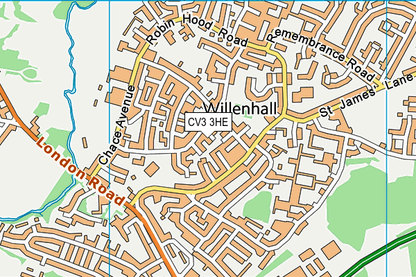 CV3 3HE map - OS VectorMap District (Ordnance Survey)