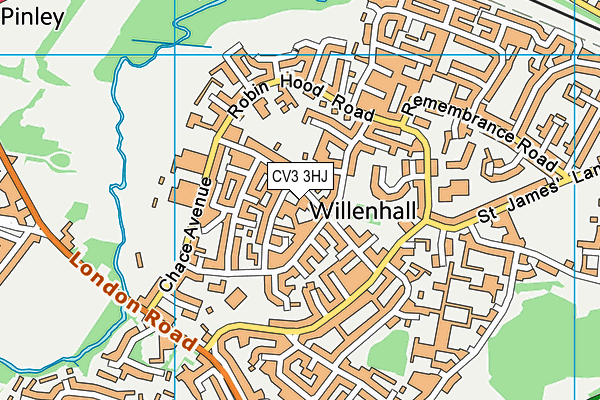 CV3 3HJ map - OS VectorMap District (Ordnance Survey)