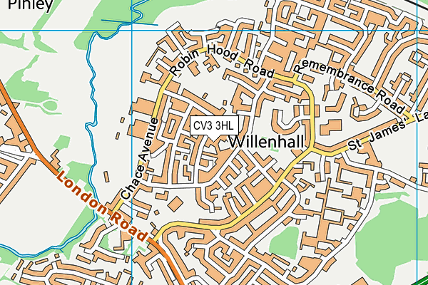 CV3 3HL map - OS VectorMap District (Ordnance Survey)