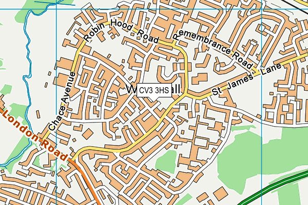 CV3 3HS map - OS VectorMap District (Ordnance Survey)