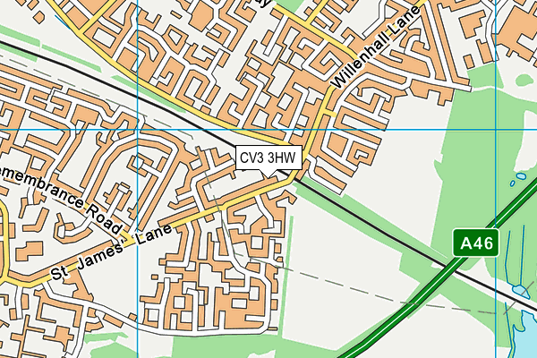 CV3 3HW map - OS VectorMap District (Ordnance Survey)