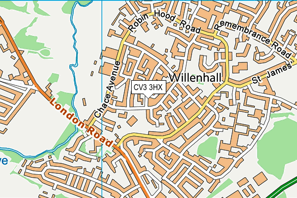 CV3 3HX map - OS VectorMap District (Ordnance Survey)