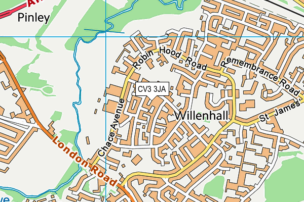 CV3 3JA map - OS VectorMap District (Ordnance Survey)