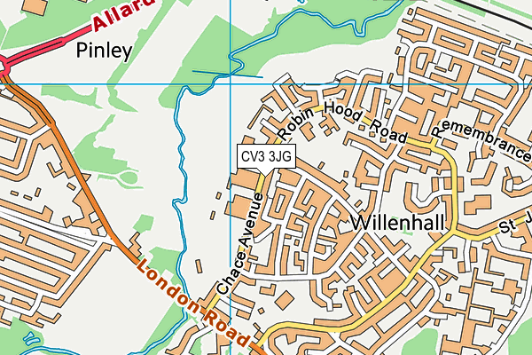 CV3 3JG map - OS VectorMap District (Ordnance Survey)