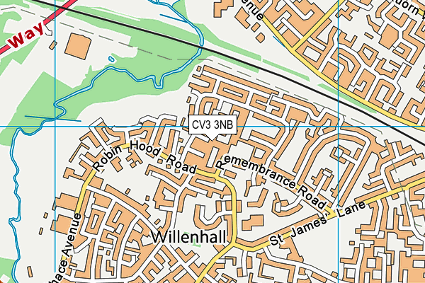 CV3 3NB map - OS VectorMap District (Ordnance Survey)