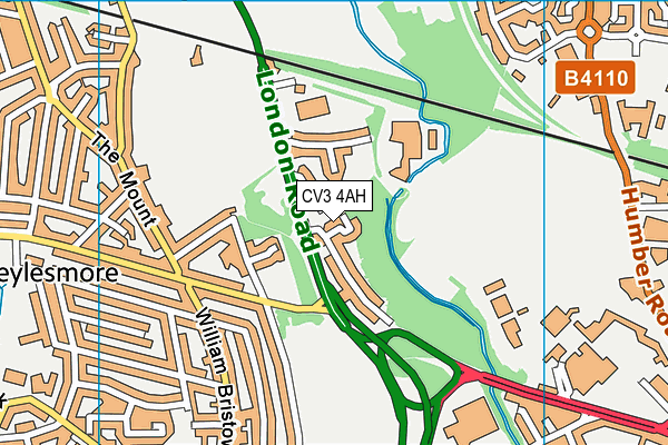 CV3 4AH map - OS VectorMap District (Ordnance Survey)