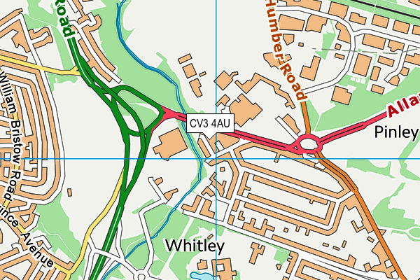 CV3 4AU map - OS VectorMap District (Ordnance Survey)