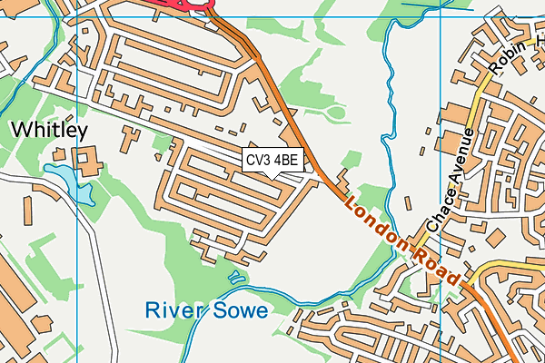 CV3 4BE map - OS VectorMap District (Ordnance Survey)