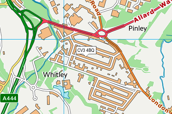 CV3 4BQ map - OS VectorMap District (Ordnance Survey)