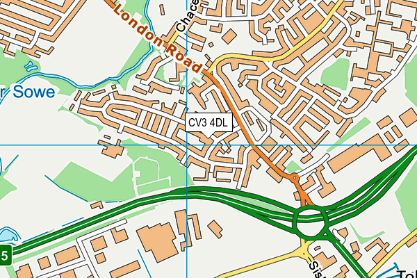 CV3 4DL map - OS VectorMap District (Ordnance Survey)