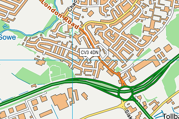 CV3 4DN map - OS VectorMap District (Ordnance Survey)
