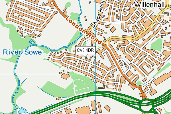 CV3 4DR map - OS VectorMap District (Ordnance Survey)